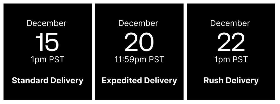 an image showing 2025 holiday shipping cutoffs